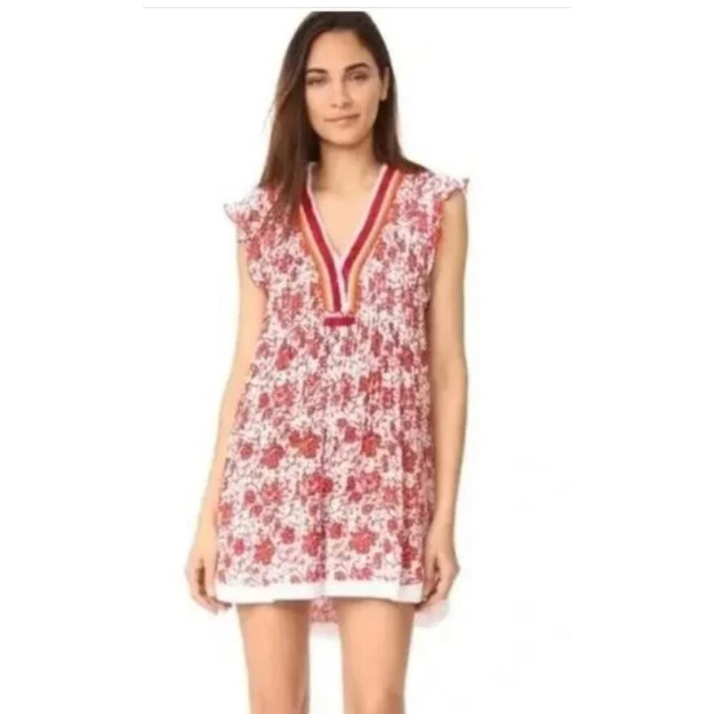 Poupette St. Barth White and Red Floral Mini Dress
